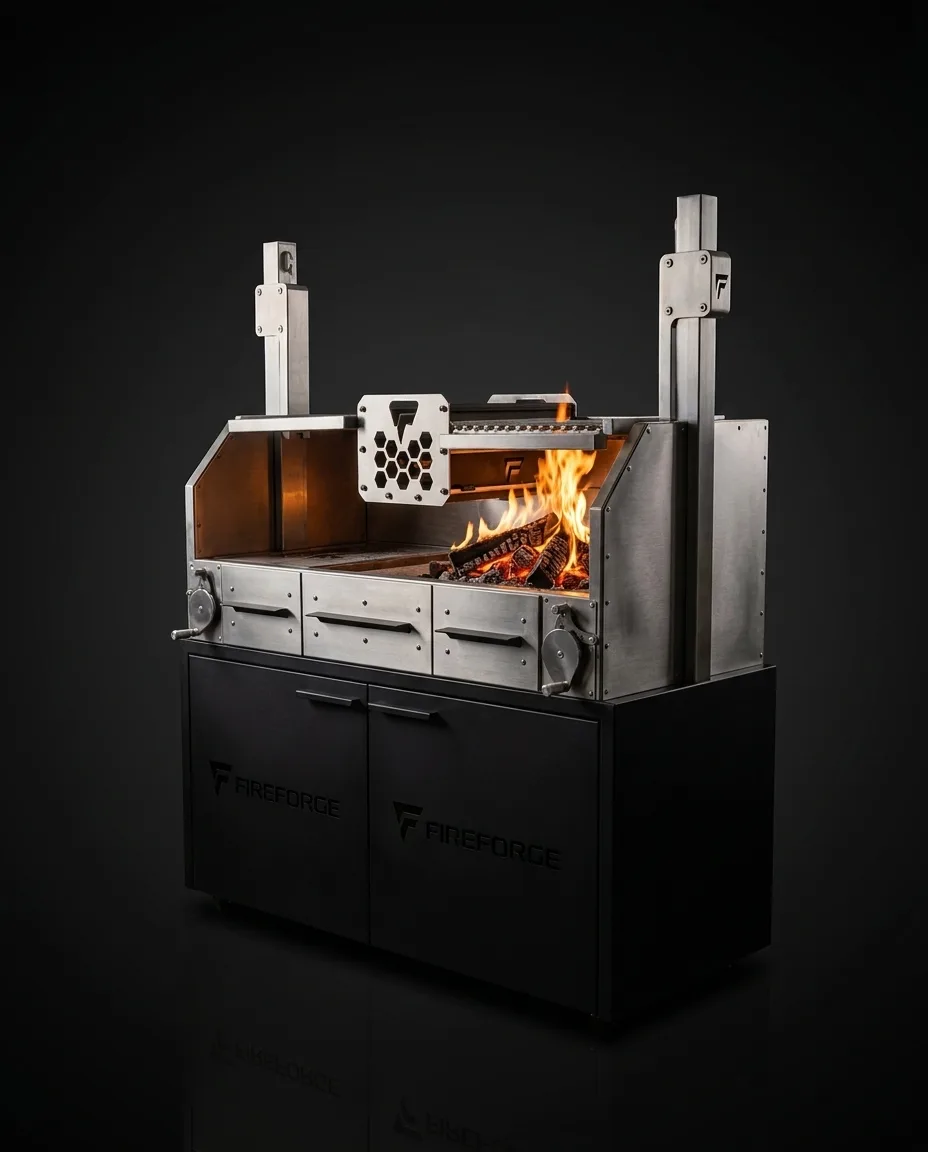 Fireforge FF 1100 stainless-steel braai with adjustable grills