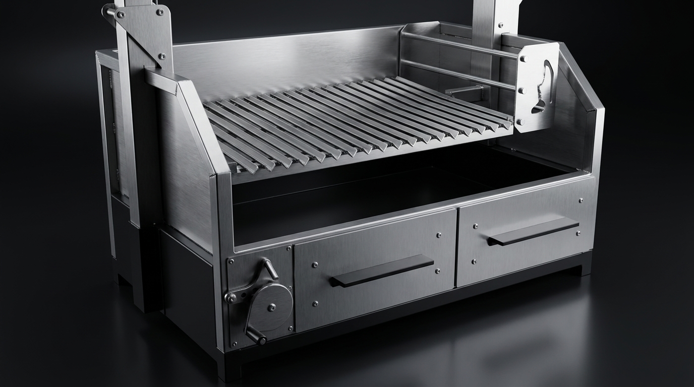 Elemetal Design fabricators laser-cutting 304 stainless steel in the Fireforge workshop
